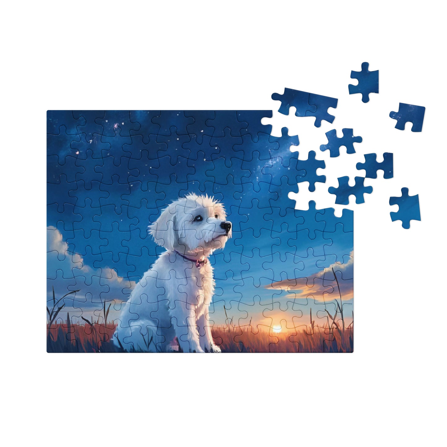 Jigsaw puzzle with tin