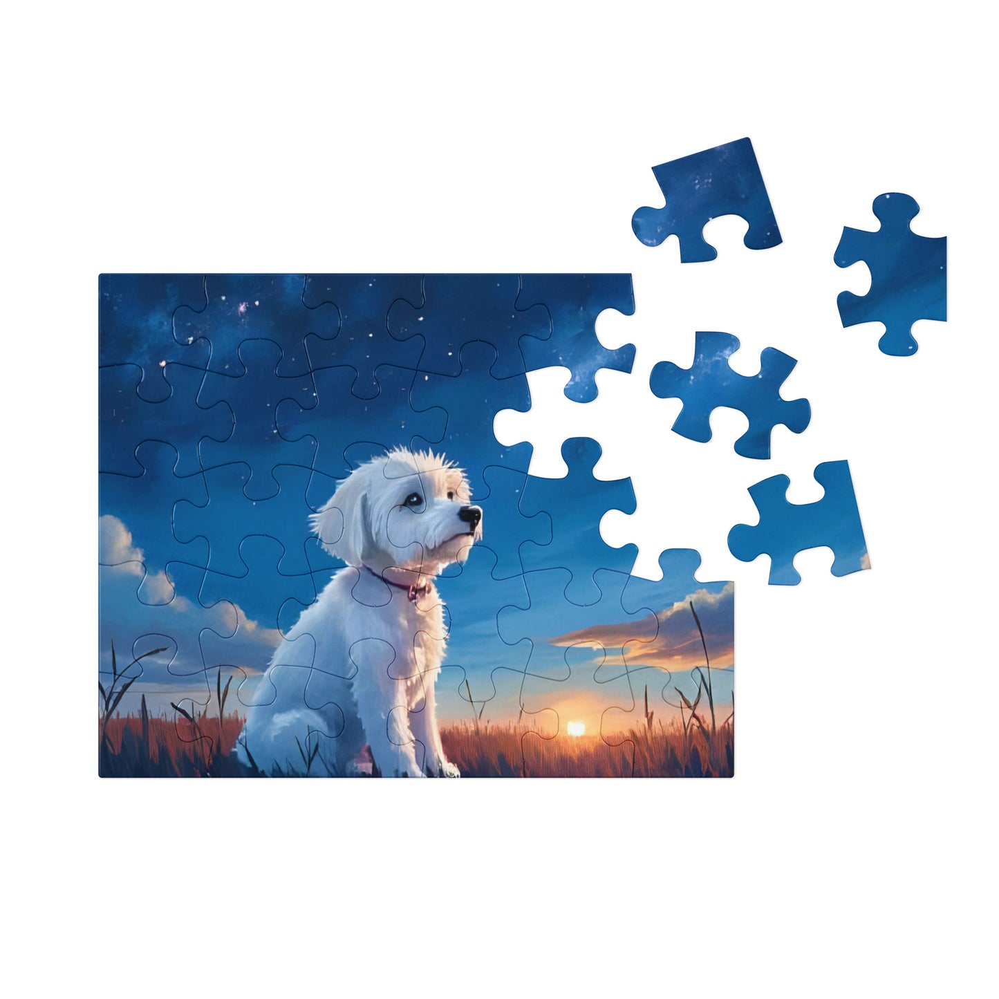 Jigsaw puzzle with tin