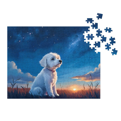 Jigsaw puzzle with tin