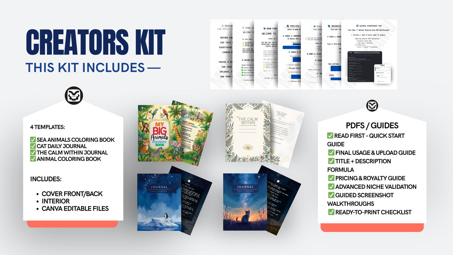 ✅ AMAZON KDP STARTER KIT – LAUNCH YOUR FIRST KDP BOOK STEP-BY-STEP
