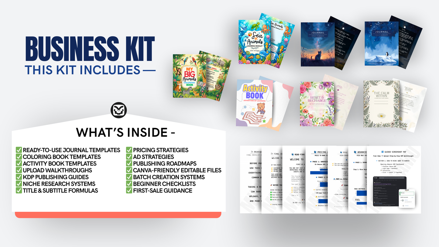 ✅ AMAZON KDP STARTER KIT – LAUNCH YOUR FIRST KDP BOOK STEP-BY-STEP